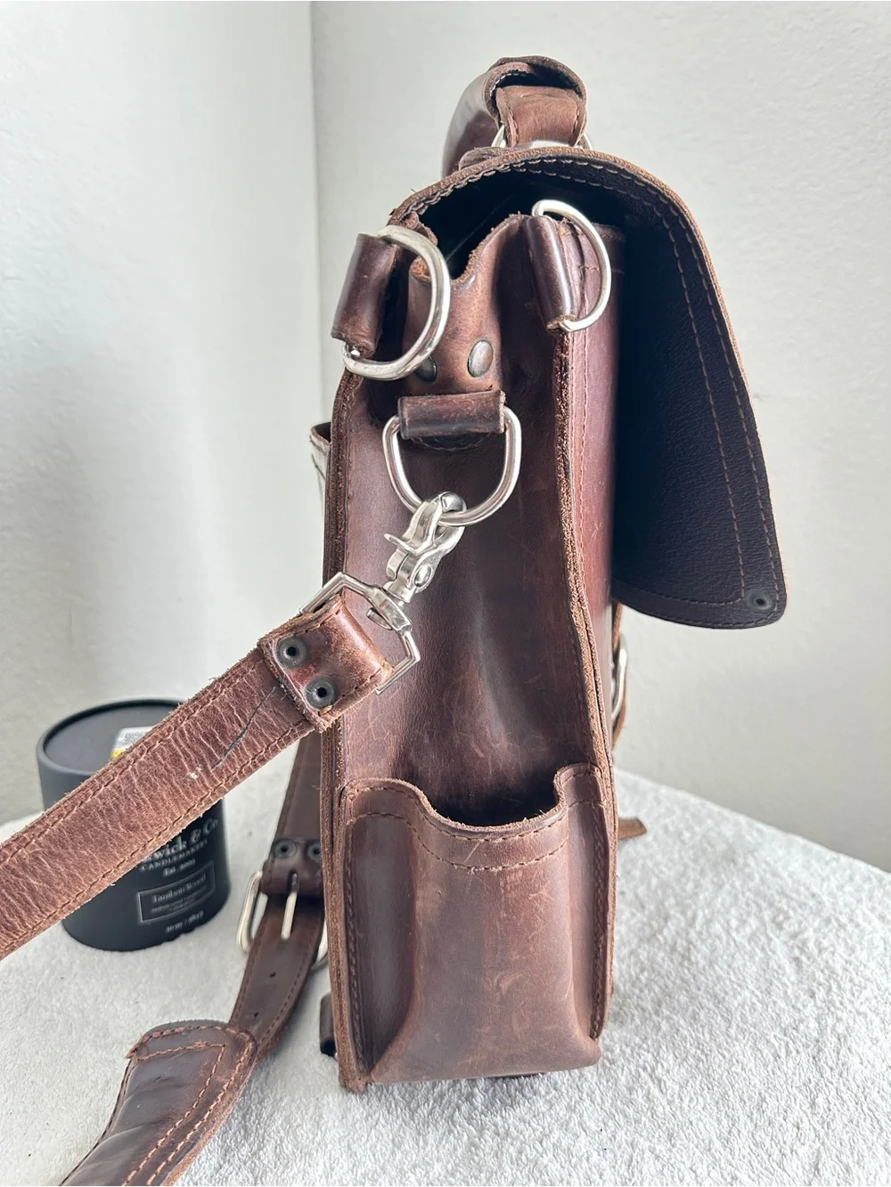 Saddleback Chestnut Leather Convertible Backpack Messenger Bag full grain